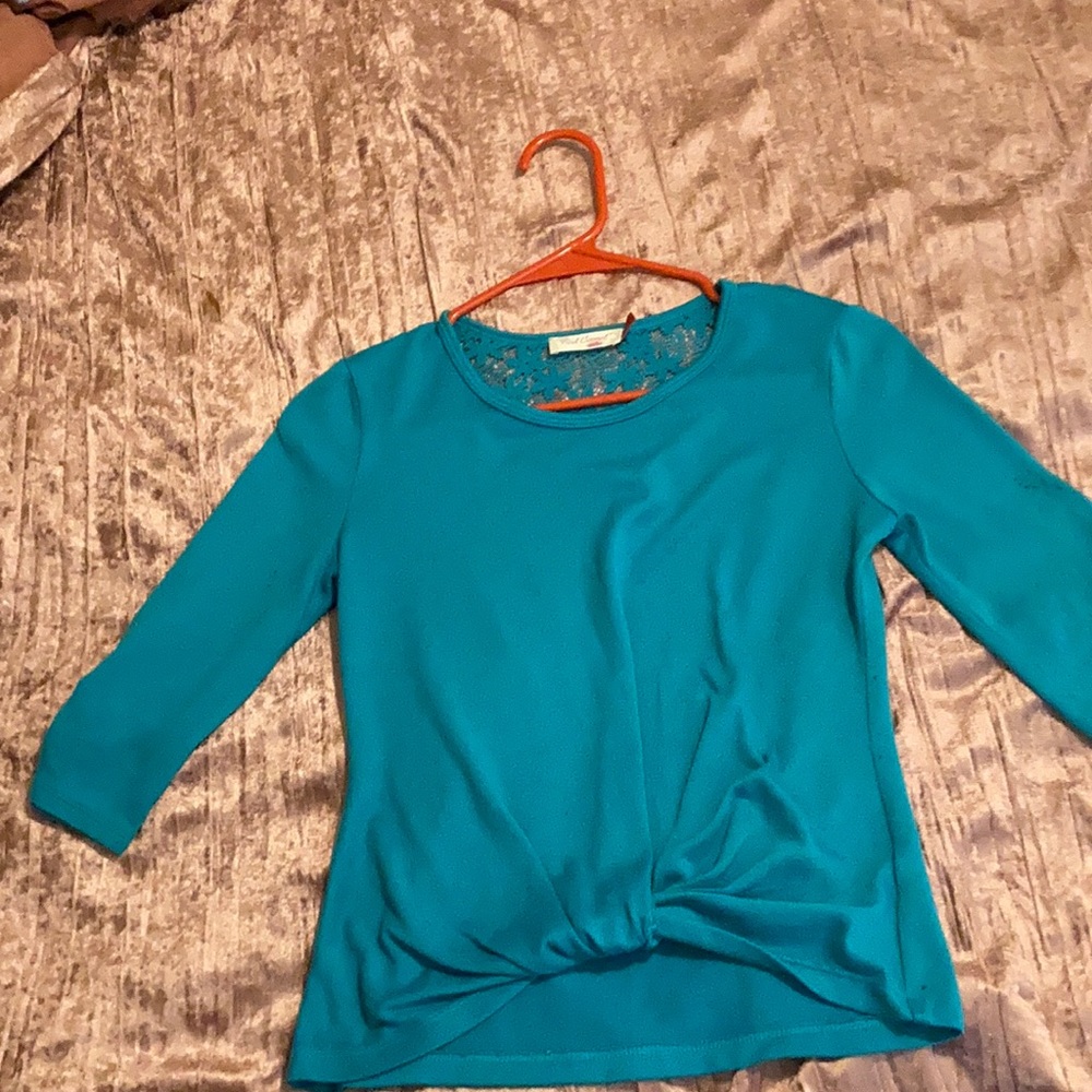Cute winter teal green long sleeve shirt